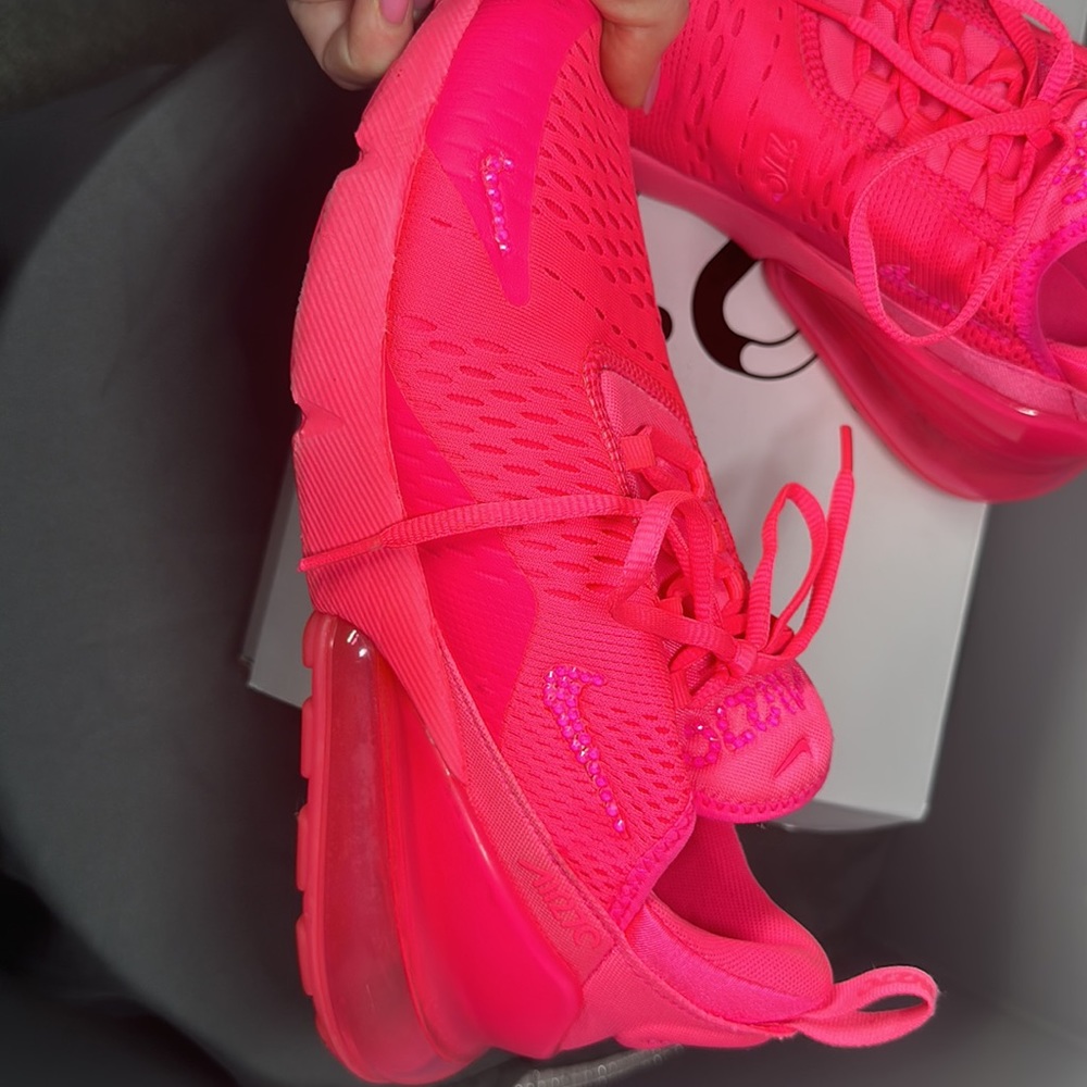 OOAK Swarovski Crystal Nike Air Max 270 Hyper Pink Sneakers size 9.5 BLING - Picture 5 of 8